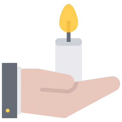 Hand holding candle icon